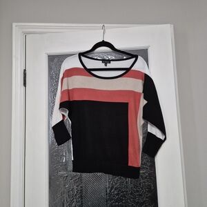 Le Chateau Women's Striped Sweater - Black, Red, Beige